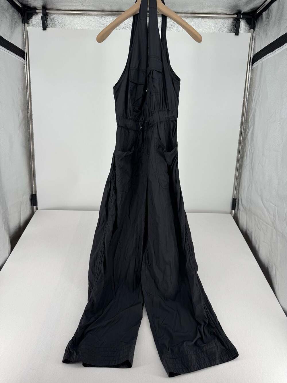 FP Movement Halter Jumpsuit Size S Black Nylon Utility Wide Leg